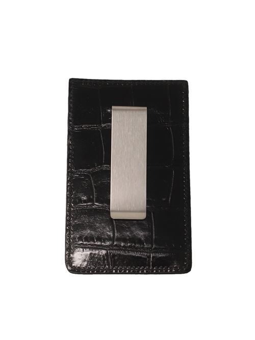 Credit card holder in black crocodile effect leather Da Costanzo | PORTACARTEFOGLINEROCOCCO